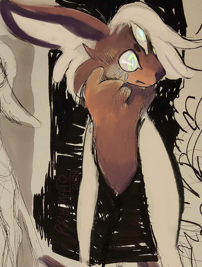 singular colored bust sketch